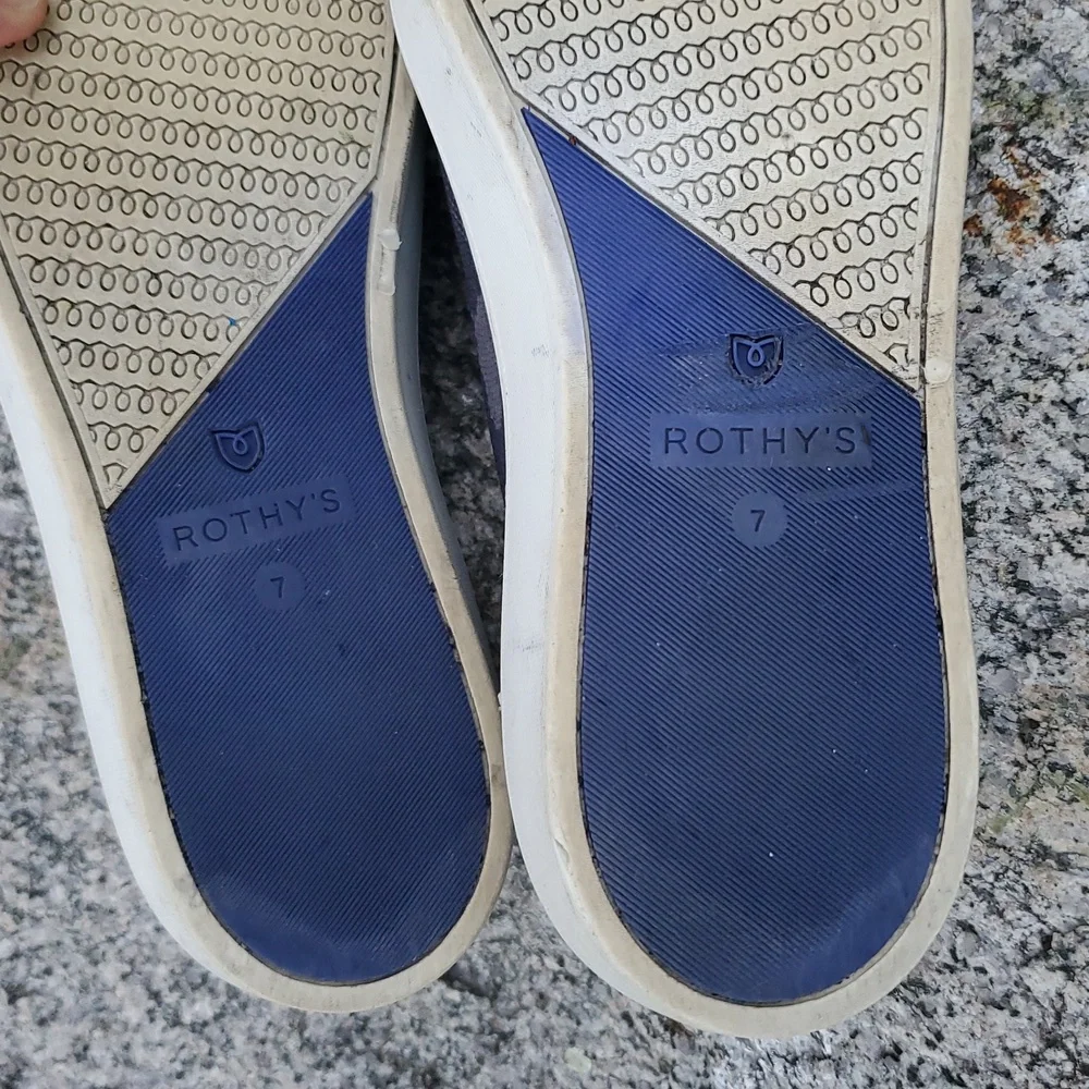 Rothy's Black and Blue Sneakers with Modern Camo Design Size 7
